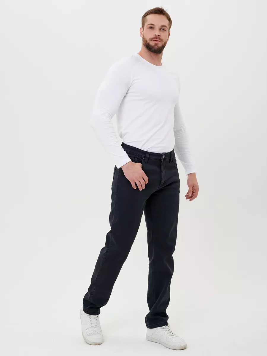 Джинсовые брюки утепленные прямые с начесом на флисе Blabando BL-928N (р.р. 32-40 / 8 шт в упаковке)