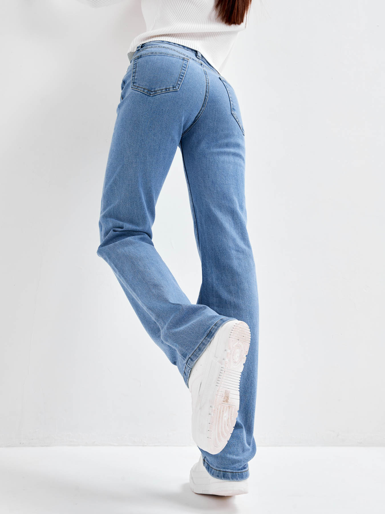 Джинсовые брюки прямые классические с высокой посадкой Blabando BL-0205W (р.р. 26-30 / 5 шт в упаковке)